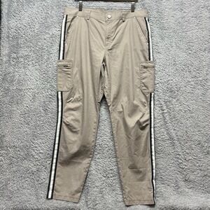 Athleta Pants Womens 14 Beige Cargo Side Stripe Straight‎ Stretch Hiking Casual